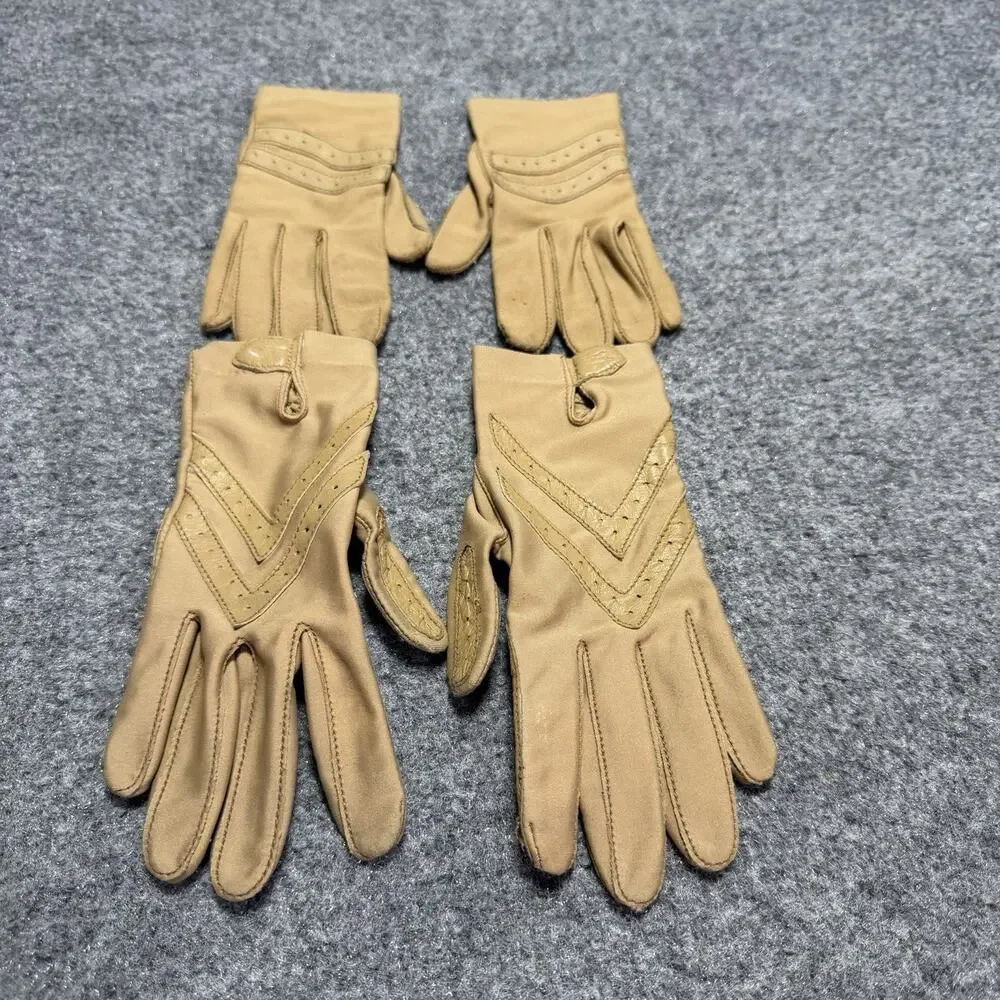 ISOTONE Vtg Lot Of (2) Gloves By ARIS One Sz /Women's Driver Gloves Stretchy Tan - Picture 2 of 13